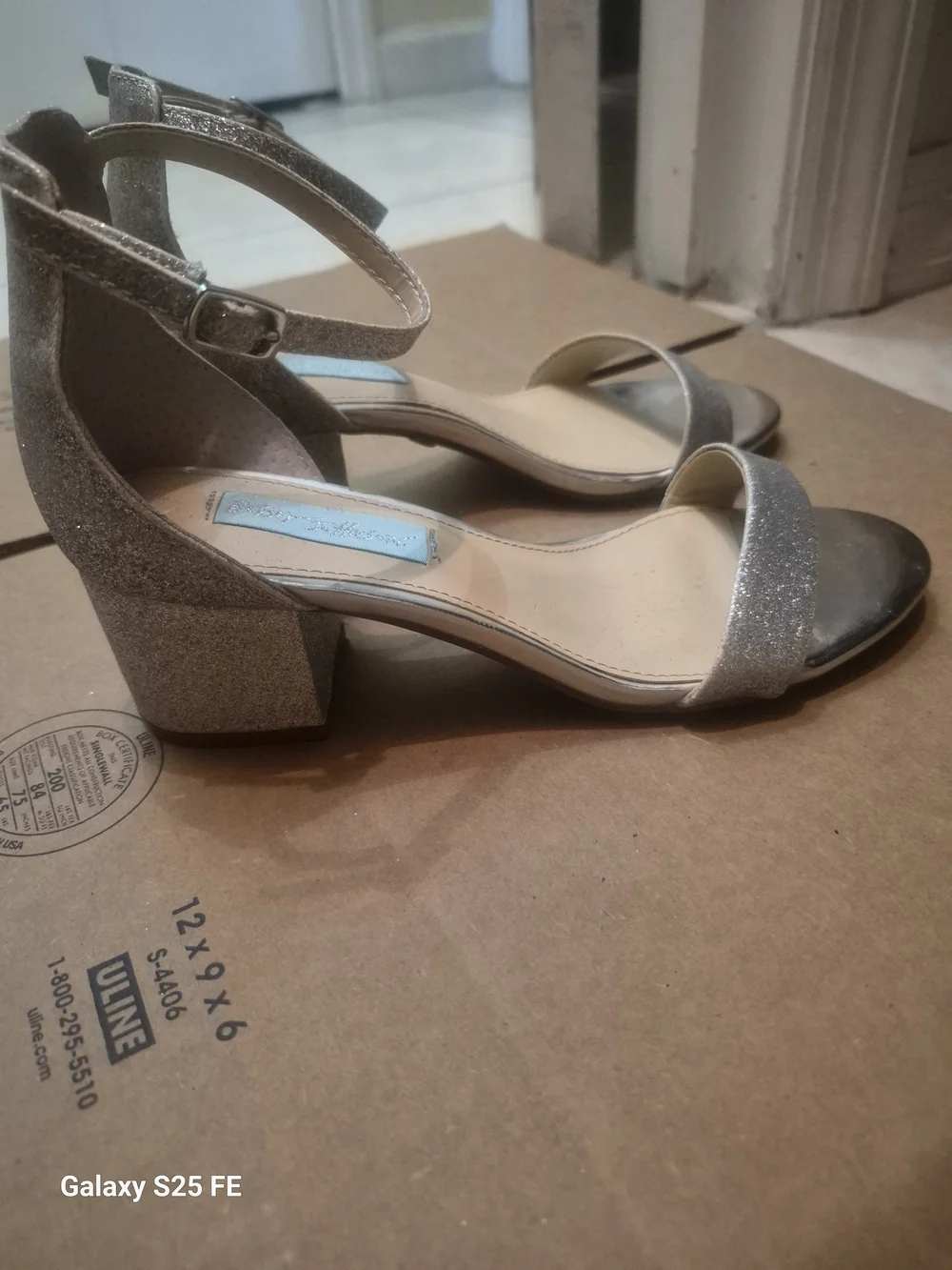 Betsey Johnson Silver Glitter Block Heel Sandals